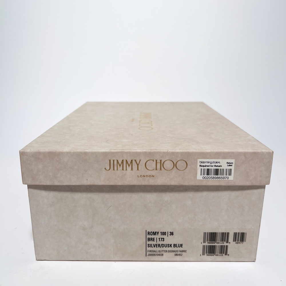 Jimmy Choo Romy 100 Silver Dusk BlueOmbre Glitter EU 36- - Picture 13 of 13